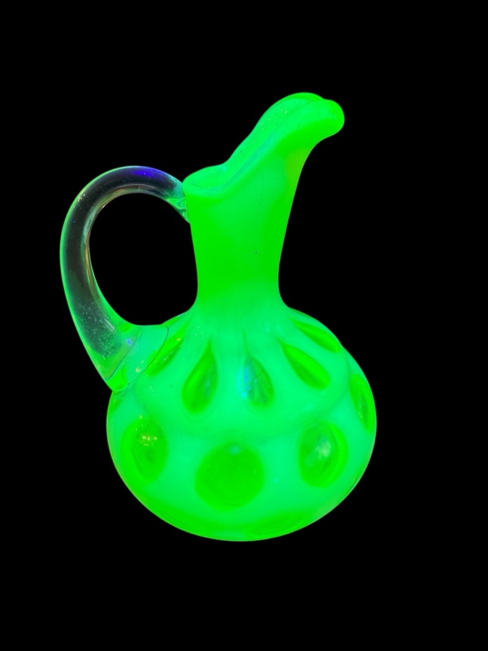 RARE Vintage MCM Fenton Topaz Opalescent Coin Dot Cruet Excellent Condition